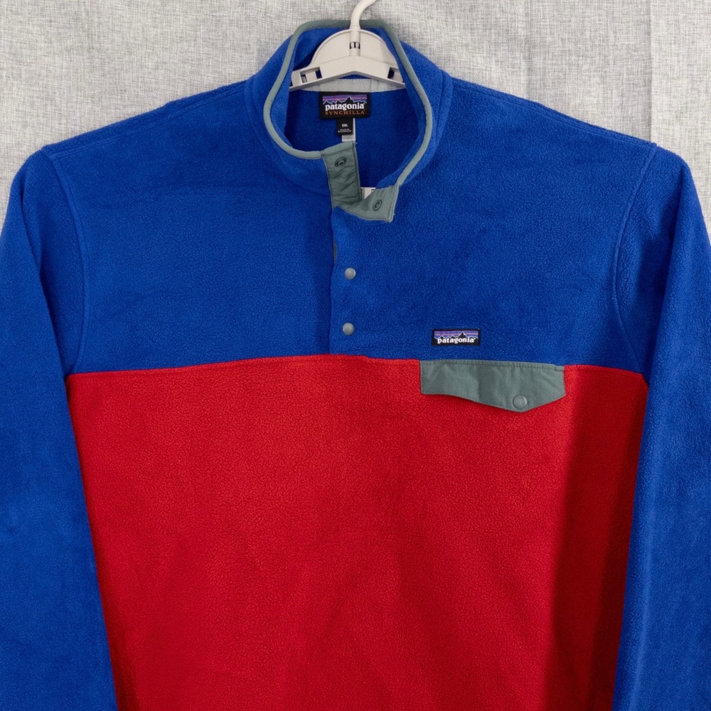 Patagonia Synchilla Snap-T Fleece Pullover Men's 3XL Blue Red Colorblock 25551